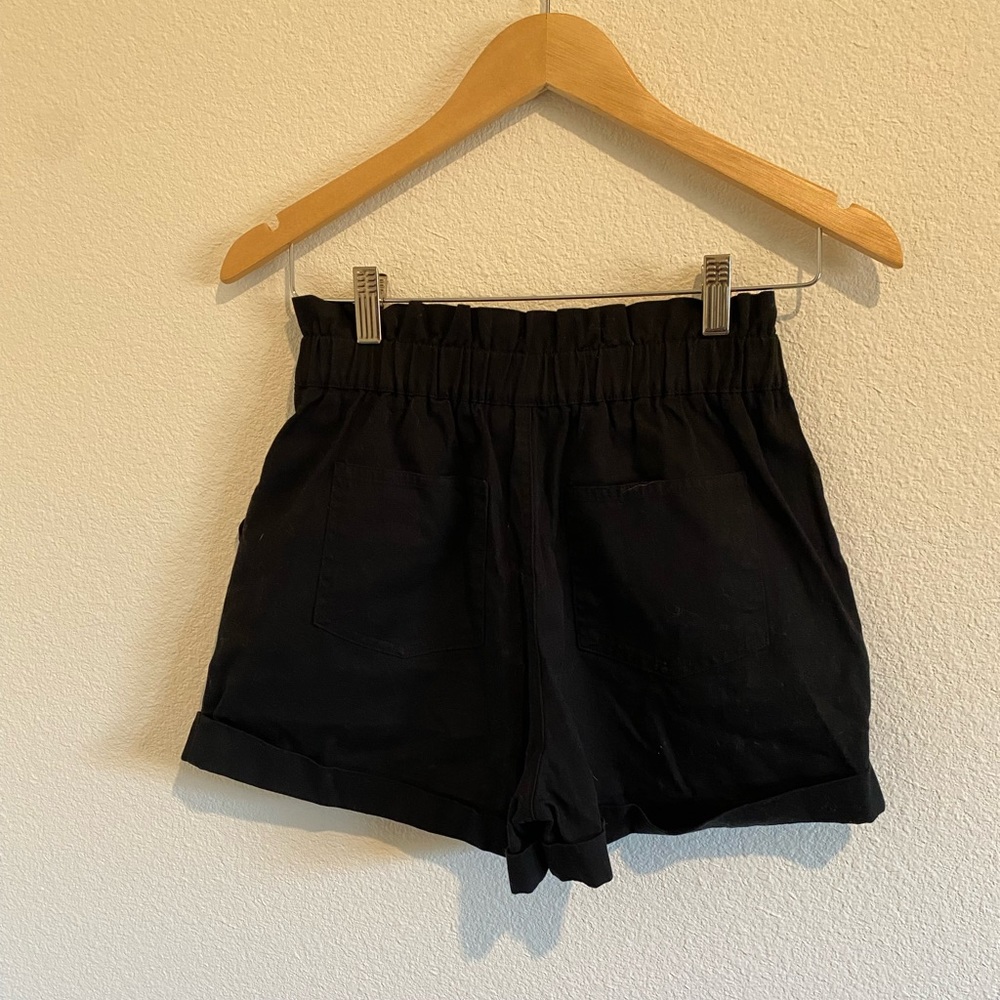 Danielle Bernstein/Black Cuffed Paper Bag Shorts - image 2